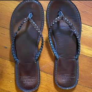Abercrombie Leather Woven Flip Flops